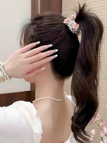 2/4pcs/Set Pearl Flower Hair Scrunchies, Sweet Hair Accessories - Suitable For Girls And Women, Applicable For Daily Outings, Back To School, Dating, Vacation, Gatherings, Parties - Multicolor - View 7