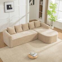 Modular Compression Sofa In Chenille Fabric, Filled With 30D High-Resilience Foam - 卡其色 - 查看 5