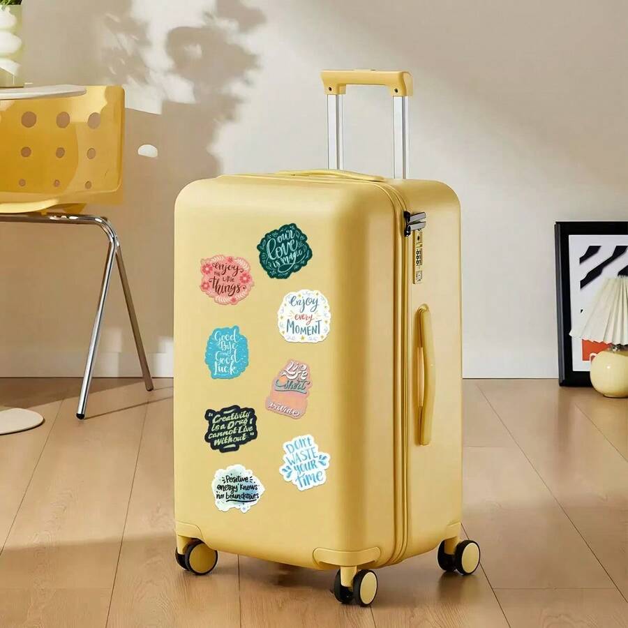 100pcs Inspirational Quote Stickers, Motivational Text Stickers, Waterproof Vinyl Material, Positive Attitude, Suitable For Water Bottles, Books, Laptops, Etc., Beautiful Sticker Set, Back To School Essential - Multicolor - View 1
