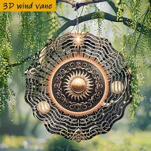 JIT 3D 1pc, Starry Ring Surrounding Radiant Golden Sun, Four Seasons Creative Style Wind Spinner Set, Wind-Powered Rotation, Easy Installation, Suitable For Christmas, Halloween, And Other Holiday Gift Occasions (Pendant Not Included), Random Style - A - View 8