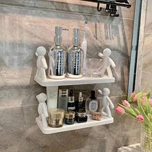 1pc Modern Chic Humanoid Wall-Mounted Storage Shelf 10 Inches Three Color Option Plastic Organizer Suitable For Kitchen Bathroom Storage Shelf Rack Kitchen Accessories No Drilling - Figurine Display Stand - View 4