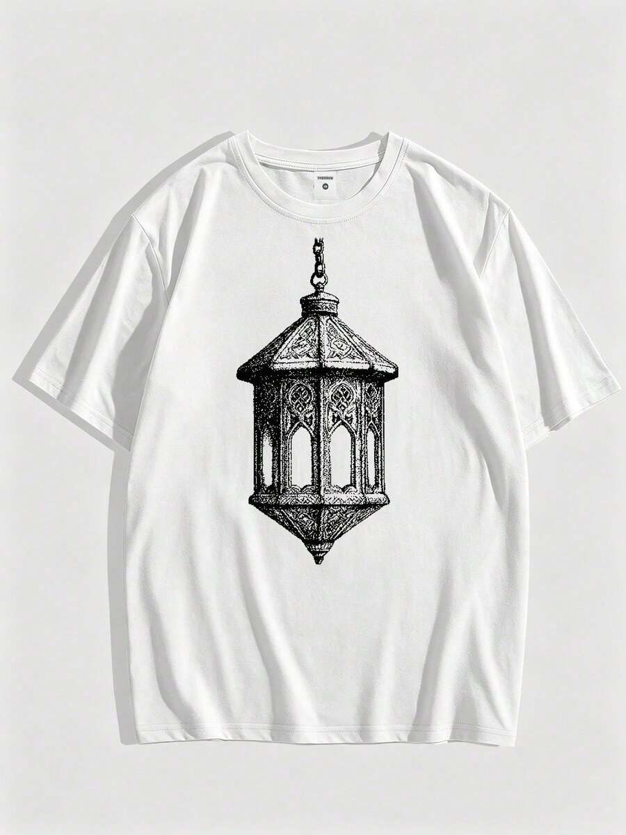 Decorated Gothic Engraved Hanging-Shirt, Medieval Dark Fantasy Retro Unisex Short-Sleeve-Shirt Hot Item - 白色 - 查看 1