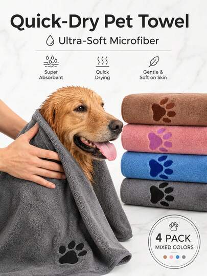 Pet Towel - Highly Absorbent And Quick Drying, Perfect For Bathing Cats And Dogs, Providing Your Furry Friends With A Gentle And Stylish Grooming Experience.