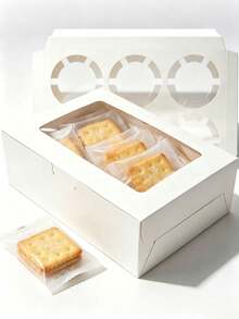 8/4/3pcs/1PC Paper Candy & Cookie Box With Window, 12-Cup Muffin Box, Large Candy & Cookie Box, Suitable For Birthday, Wedding, Valentine's Day Gift Packaging - Paper - View 14