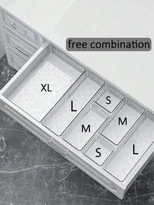 1/7/8/9 Pcs Drawer/Desktop Cosmetic Organizer, Shatterproof Multi-Compartment Jewelry Small Item Organizer, Exquisite Storage Box, Room Decor, Home Decor, Fall Decor, Bedroom Decor, Christmas And New Year Gift, Back-To-School Gifts,Stationery Storage - Clear - View 4
