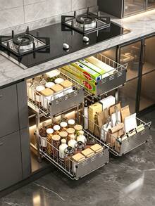 Drawer-Style Storage Rack, Multi-Functional Double-Layer Storage Rack, Sink Storage Rack, Suitable For Kitchen, Bathroom, Home Storage And Organization, Kitchen Organizer, Home Decor - Multicolor - View 3
