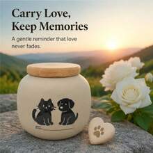 Wide Inner Chamber Sealed Pet Cremation Urn, Can Store Ashes, Bone Fragments, Collars, Whiskers And Other Small Accessories, Exquisite And Smooth Body, Providing Deep Consolation And Gift For Pet Owners - Light Grey - View 4