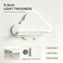Nordic Style Cloud-Shaped Wall Shelf, Room Decor Storage Rack, Cute Floating Ledge - White Clouds - View 12