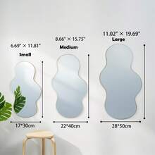 1pc Asymmetrical Wavy Acrylic Wall Mirror, Frameless Decorative Mirror, Aesthetic Asymmetrical Shaped Hanging Mirror, Creative Wall Mirror, Suitable For Bedroom, Bathroom, Living Room Home Wall Decor - Irregular - View 2
