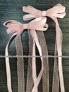 2pcs Bow Lace Hair Clips, Princess Style Double Ponytail Hair Bands Braided Hair Clips, Fairy Ballet Style Headwear - Multicolor - View 9
