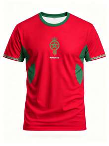 Men Custom Morocco Atlas Lions Print Soccer Jersey, Personalized Name Number Football Shirt Fan Gear Training Daily Gift - Red - View 4