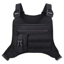 Men's Tactical Chest Bag, Black Adjustable Shoulder Strap Multi-Pocket Chest Bag, Suitable For Running And Outdoor Use - Multicolor - View 9