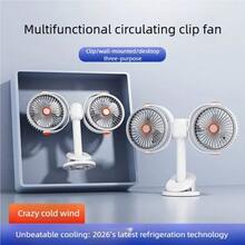 OBOVAY Dual-Head Clip-On Circulating Fan, Built-In 800mAh Rechargeable Battery, 3-In-1 Clip/Wall-Mount/Desktop Use, Adjustable Dual Fan Heads, Suitable For Dorm, Office, Stroller, RV, Camping, Bedroom, Rental Apartment - Clip-on & Desk Combo - View 8