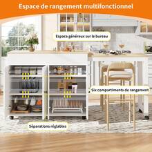Expandable Kitchen Island White – Workspace And Storage - White - View 10