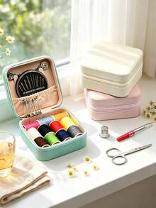 Mini Travel Sewing Kit, Sewing Bag, Beginner Small Sewing Tool Kit With Zipper Storage Box, Also As Jewelry Storage, DIY Handmade Sewing, Minimalist Ins Jewelry Storage Box, Travel, Creative Mini, Portable, Suitable For Travel And Home Use, Can Store Sewing Tools, Jewelry, Hair Clips, Earrings, Necklaces, Rings And Other Accessories, Suitable For Men And Women, Handmade Enthusiasts, Teachers, Students, Office Workers, Perfect Gift For Birthday, Party, Back To School, Graduation, Labor Day - Multicolor - View 3