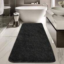 EDIMENS Long Hallway Runner Rug 80x300, High Pile Bathroom Rug Non-Slip, Fluffy Washable Kitchen Rug Bath Mat, Rugs For Bedroom Bed Runner Hallway Living Room - 黑色 - 查看 5