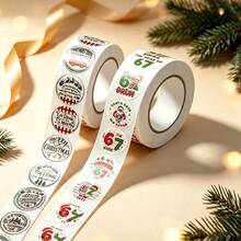 500pcs/Roll Christmas Round Roll Stickers, Holiday Gift Sealing Labels, Self-Adhesive Vinyl Labels, Suitable For Planner, Scrapbook And DIY Decoration - Multicolor - View 12