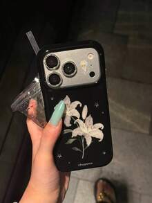 Casing Ponsel Dark Ink Star Lily Fruit Decor 17 Pro Max Baru 16 Pro Artistik Unik 15 PM Tahan Guncangan Apple 17 Pro Premium Feel 16/15 Pelindung 18 Pro Max - Hitam - View 1