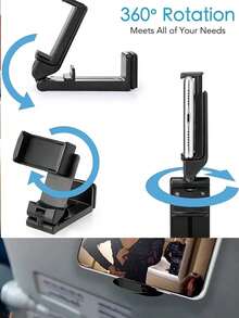 Desktop Airplane Phone Stand, Portable Travel Folding Adjustable Rotating Selfie Stand, Suitable For Desktop, Train Seat, Luggage, Kitchen Cabinet, Durable Plastic Structure, Compact Folding Phone Hook, Universal Phone Stand For Travel - View 5