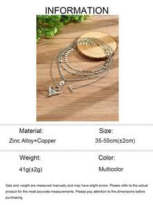 4pcs/Set Western Cowboy Vintage Turquoise Bull Head Hat Pendant Necklace With Round Diamond Chain And Round Disc Chain Layered Necklace, Fashionable Personalized Women's Neck Jewelry Suitable For Daily Wear, Dating, Vacation And Party, Handmade Chain Cut By Length - Multicolor - View 5