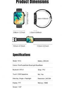 1.83 Inch HD Display Smart Sports Watch With Flashlight, Wireless Calling, Multiple Sports Modes, Sedentary Reminder And More, Suitable As Gift For Friends And Couples, Compatible With Android And IOS - View 7