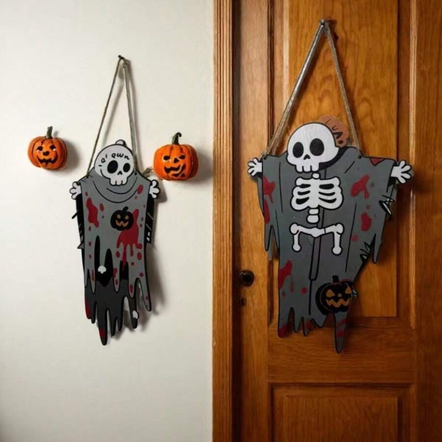 Cartello appeso in legno per Ognissanti, decorazione per porta e parete, casa, hotel, centro commerciale, bar, accessori decorativi - A - Visualizzare 1