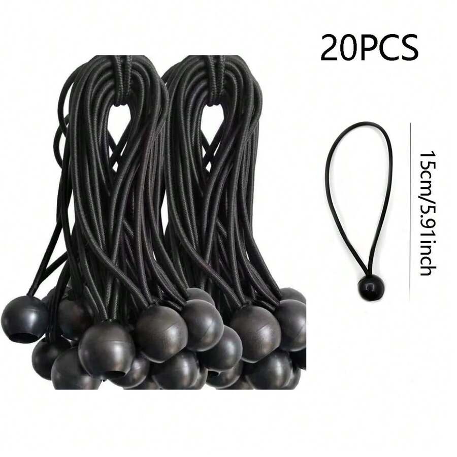 20pcs/30pcs Durable Nylon Elastic Rope With Plastic Ball, High Tensile Strength, All-Season Outdoor Camping Tent Clips, For Secure Storage And Fixing, Camping Vehicle Enhanced Equipment