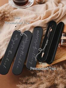 Regalos de Graduación Personalizados para Maestros & Estudiantes - Bolígrafo con Monograma y Nombre Personalizado, Bolígrafos Promocionales Corporativos Elegantes para Empleados & Clientes, Regalo de Agradecimiento Grabado para Eventos de Negocios, Recuerdos de Boda & Aniversarios - bolígrafo negro - Ver 1