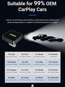 XUDA 2026 新款 2 合 1 無線車載智能盒，CarPlay 與 Android Auto Mini 轉接器，CarPlay 轉換器，快速自動連接，無延遲，小巧優雅智能盒，有線轉無線，時尚便攜，附 USB/USB-C 接口 - C - 查看 11