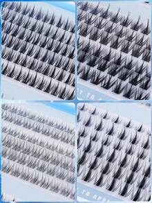 300pcs D Curl Single Lash Book, DIY False Eyelashes, Soft Natural Look Eyelash Extension Set, Fluffy Dense Segmented Lashes For DIY Home Use, Easy To Use, Large Capacity Long-Lasting False Eyelashes To Enlarge Eyes - Multicolor - View 9