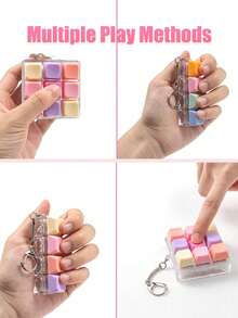 1pcs4-Key Stress Relief Keyboard Keychain With Black Base, Colorful Buttons, Mini Fidget Finger Press Keyboard Pendant, Car Key Accessory, Bag Charm, Focus Toy For Adults, Birthday, Party & Holiday Gift - Multicolor - View 7