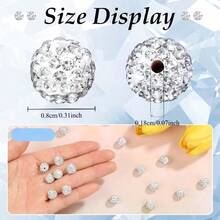 100pcs High Quality 7-Row Full Rhinestone Ceramic Beads, Handmade Rhinestone Ceramic Beads, Premium Sparkling Rhinestone Beads DIY Loose Beads, Innovative Earrings Hair Accessories Jewelry Parts - Multicolor - View 3