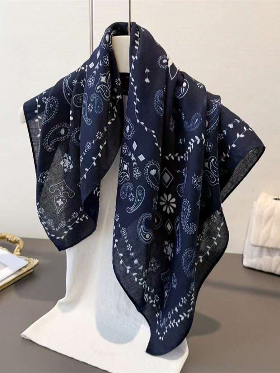 極簡印花 70cm 正方形絲巾 春季新款 多功能女款腰帶 包包配件 緞帶 頭巾 髮飾 時尚圍巾 - 彩色 - 查看 1