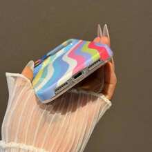 Koolife 1pc Rainbow Wave Striped Print Phone Case, Compatible With IPhone 18 Pro/18 Pro Max/17 Pro Max/17 Pro/17 Air/17/16/15/14 Plus/13/12 Pro Max/11, Korean Fashion Design, Perfect For Women, Ideal Gift For Girlfriend On Christmas, Valentine's Day, Easter, Birthday And More - Style 1 - View 4