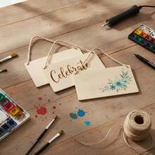 1/5pcs Large Rectangular Wooden Hanging Signs, Suitable For Painting And Graffiti, Home Decor (Artificial Flowers Not Included), Suitable For Birthday, Wedding, Theme Party Decoration, Holiday Hanging Decor, Wall Decoration, Christmas, New Year - A - View 6