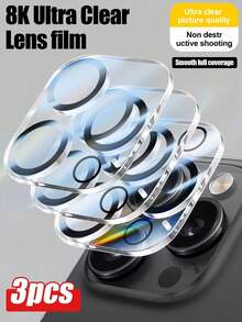 3pcs, Compatible With Apple Models, One-Piece Transparent Lens Protector, High-Hardness Glass, Thickness Guaranteed, Resistant To Bumps And Scratches, Clear Lens, Compatible With Apple 11/12/13/14/15/16/16 Plus/16 Pro/16 Pro Max/16e/17/17 E/17 Air/17 Pro/17 Pro Max Full Series - Clear - View 27