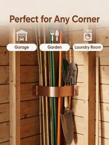 4/2pcs Wall-Mounted Corner Tool Storage Rack Space-Saving Gardening Long Pole Holder Compatible With Bamboo Poles Plant Support Rods Say Goodbye To Clutter Kitchen Storage Organizer Kitchen Storage Organizer Rack - Multicolor - View 5