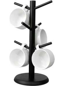 Coffee Mug Holder, Black Mug Tree With Thicker Base, Coffee Cup Stand, Cup Holder Counter, Coffee Mug Rack Organizer With 6 Hooks - Black - View 8