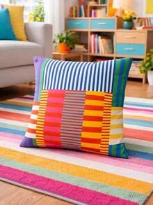4pcs Vibrant Striped Dachshund Throw Pillow Covers, Retro Color Block Striped Cartoon Puppy Print Pillow Covers, Vibrant Maximalist Modern Art Decorative Pillow Covers, Suitable For Sofa, Bedroom And Home Decor (Pillow Insert Not Included) - Multicolor - View 7