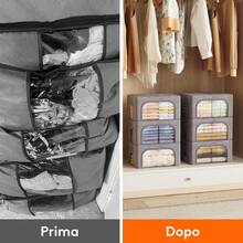 Lifewit Juego de 3 Cajas Rígidas para Armario con Cremallera, Organizador de Armario con Marco Metálico Plegable, Contenedores Apilables para Ropa, Edredones, Colchas, Gris, 75L FU0K - 6 - Ver 8