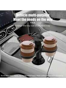 360° Rotatable 2-In-1 Car Cup Holder Expander With Phone Mount, Anti-Slip Carbon Fiber Dual Cup Extender Adapter, Universal For Cars Trucks SUVs, Fits Large Bottles & Cups - XZBJ00 - View 5