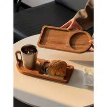 1pc Vintage Tray Breakfast Coffee Tea Tray Dry Milk Tea Tray Afternoon Tea Set Bread Dessert Plate - Mocha Brown - View 11