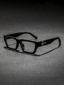 1 Pair Men's Rectangular Full Frame Casual Reading Glasses, Vintage Rugged Cool Versatile Middle-Aged And Elderly Reading Glasses, Suitable For Workplace Commute Daily Outdoor Wear - Black - View 8