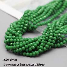 2Strands(Around 156pcs) 6mm Green Color Glass Beads For Jewelry Bracelets Making DIY Accessories - 6mm - View 15