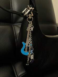 1pc Y2K Cute Guitar Shaped Keychain, Bag Charm, Car Key Ring Pendant, 3D Guitar Pendant, Unisex, Love Music,Backpack For School Cute Goth Gifts - A - View 1