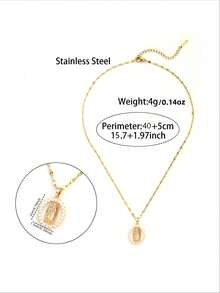 Collar de acero inoxidable chapado en oro de 18K con colgante de Virgen María con circonita cúbica - Estilo 2 - Ver 2