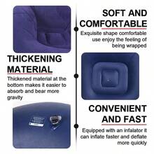 Sillón Sofá Puff Inflable Silla Aterciopelada Sofá + Bomba - Negro - Ver 6