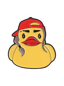 Cool Rubber Duck Enamel Pin Cartoon Duck With Red Cap & Braids Brooch Casual Outfit Decor Badge - Yellow - View 10