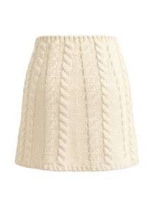 Women's Solid Color Casual Versatile Daily Knit Mini Skirt - Apricot - View 8