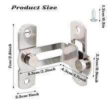 2 Pieces Sliding Door Lock Set, 90° Sliding Lock, Stainless Steel Door Lock, Right Angle Door Lock, Suitable For Barn Doors, Windows, Garden Cabinets (Black/Silver) - Stainless Steel - View 12